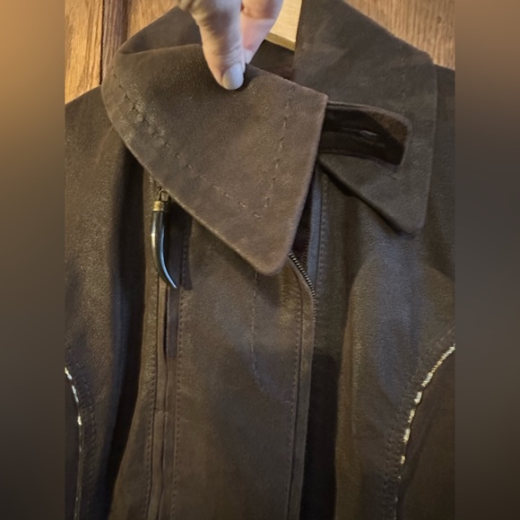 Just Cavalli NWT Brown Zip-up Leather Overcoat/Jacket Pelle - SZ 42 - Picture 4 of 14